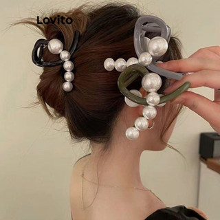 Lovito Grampos De Cabelo Casuais Com Pérolas Lisas Para Mulheres LFA14588