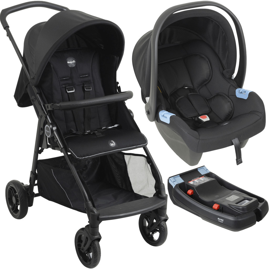 Carrinho de Bebe com Bebe Conforto e Base Burigotto Lui Grafite em Oferta na Shopee