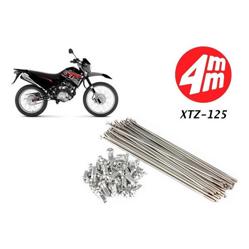 Jogo De Raio Xtz 125 Motard Cromado 4 Mm Traseiro Aro 17