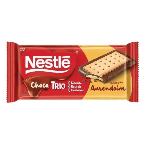 Chocolate Choco Trio Ao Leite C/ Recheio Amendoim E Biscoito 90g - Food & Beverages