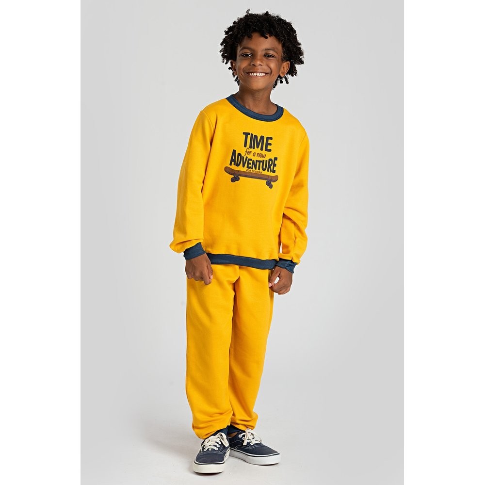 Conjunto Infantil de Moletom Mostarda Time Adventure