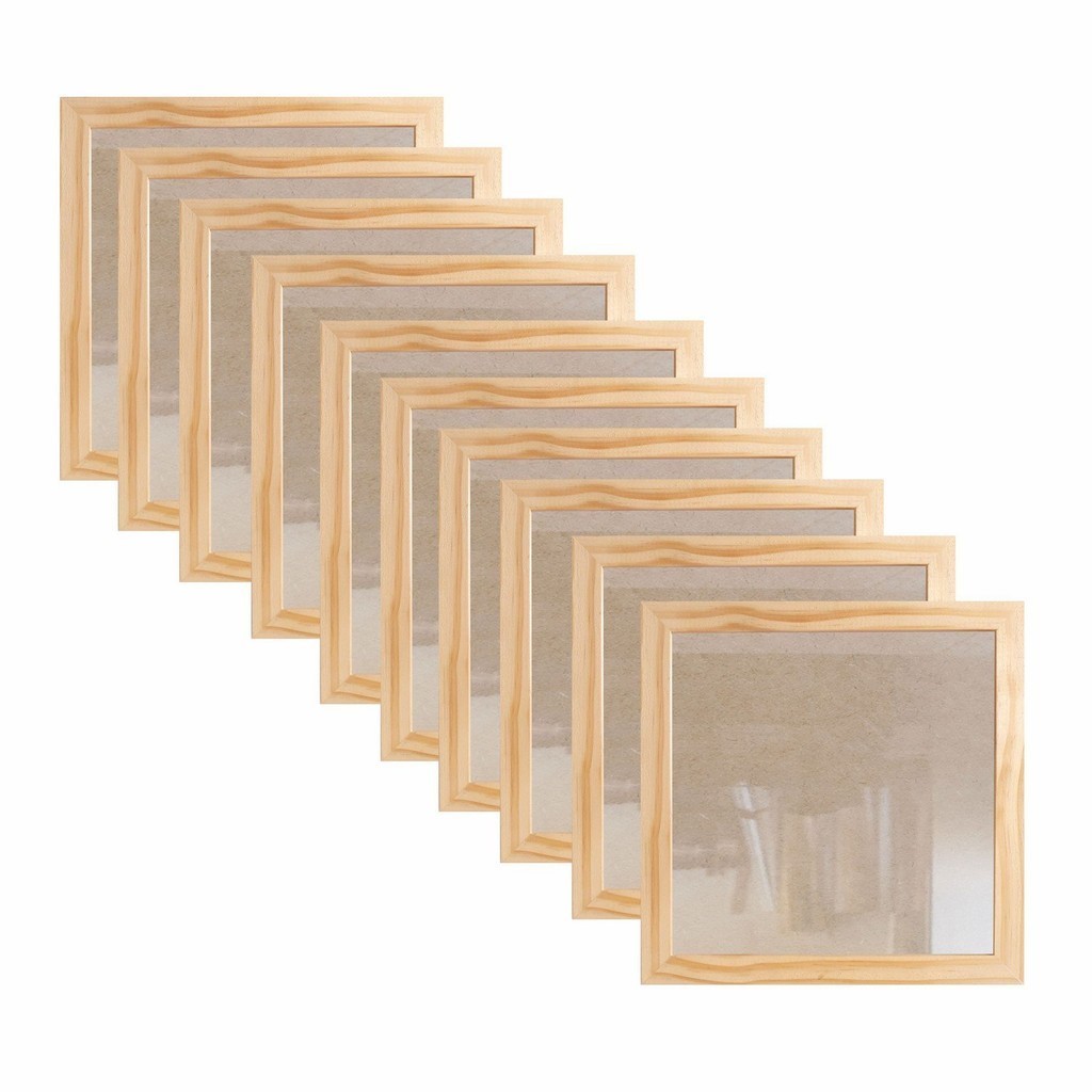 Kit 10 Molduras 20x20cm em Madeira de Pinus com MDF e Vidro - 2x1 em Oferta na Shopee