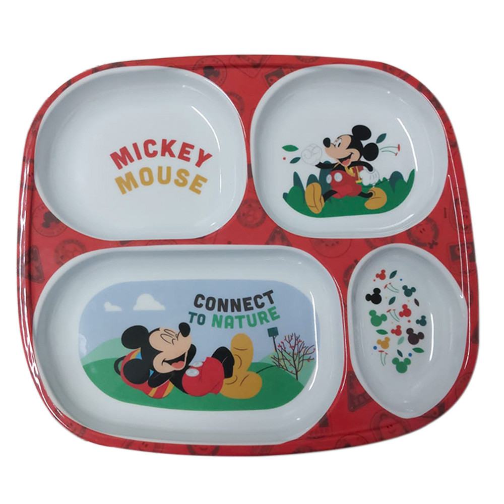 Prato Divisória Infantil Disney Mickey Meninos Melamine 24cm - Mom & Baby