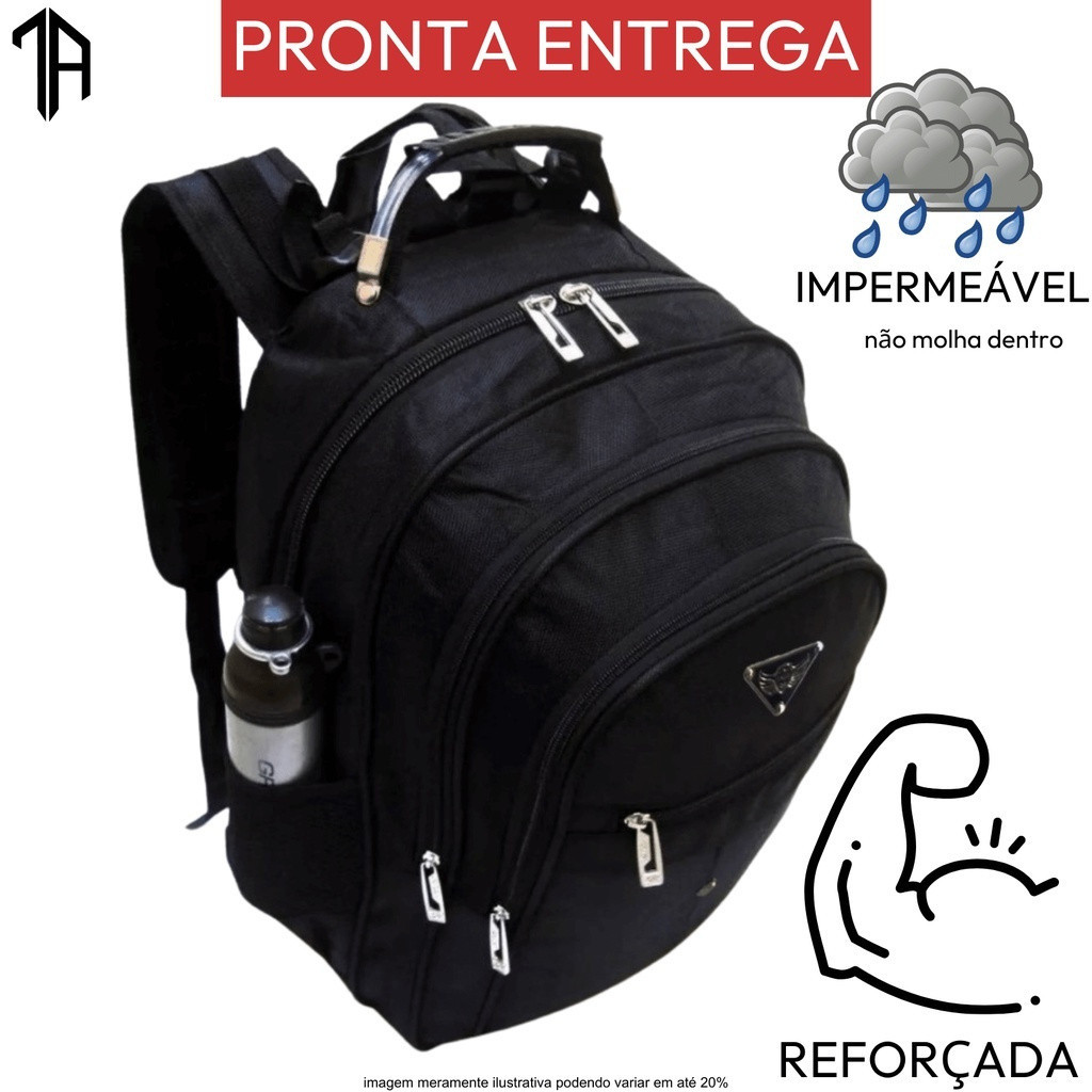 Mochila Escolar Resistente Bem Espaçosa Faculdade Trabalho Viagem cabo aço