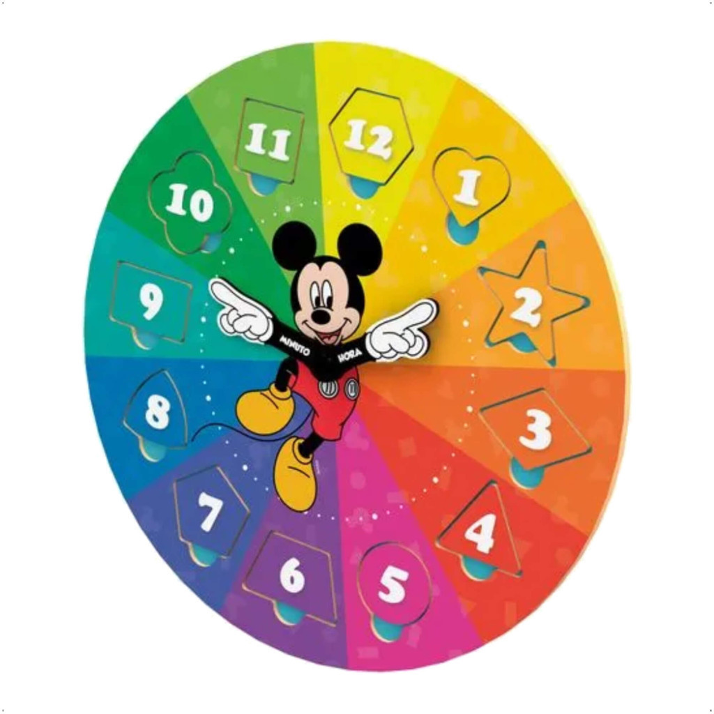 Brinquedo Aprendendo às Horas com Mickey Mouse Disney Ensina as horas, formas geometricas Xalingo - 13165 em Oferta na Shopee