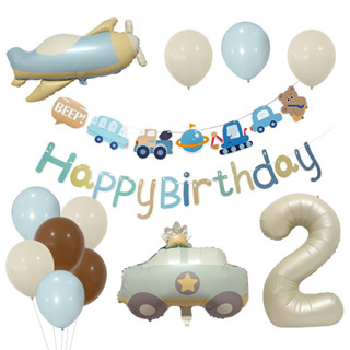 Carro De Chá De Bebê Feliz Aniversário Balão Conjunto Creme Número Avião Kit Cenários Decoração em Oferta na Shopee