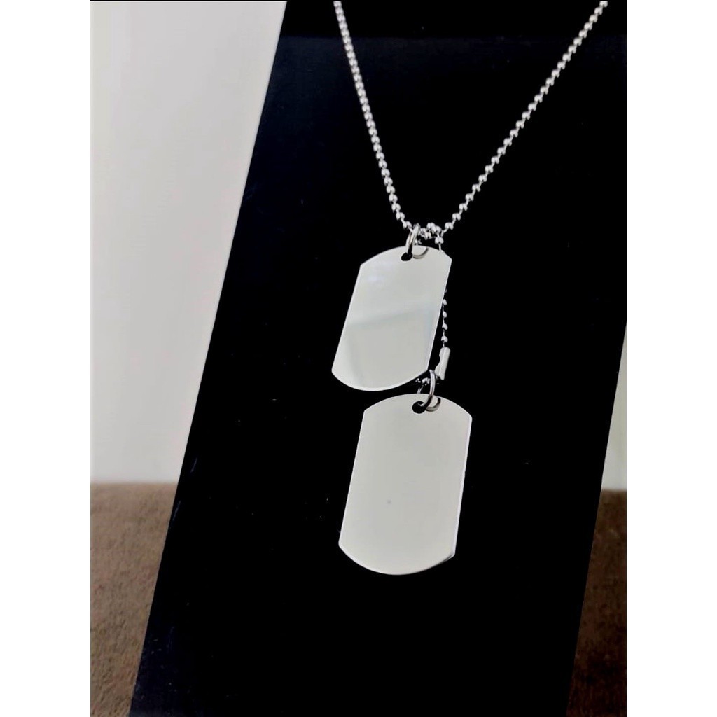 Corrente Placa Lisa Militar Colar Dog Tag aço inoxidável Moda Sem Borracha