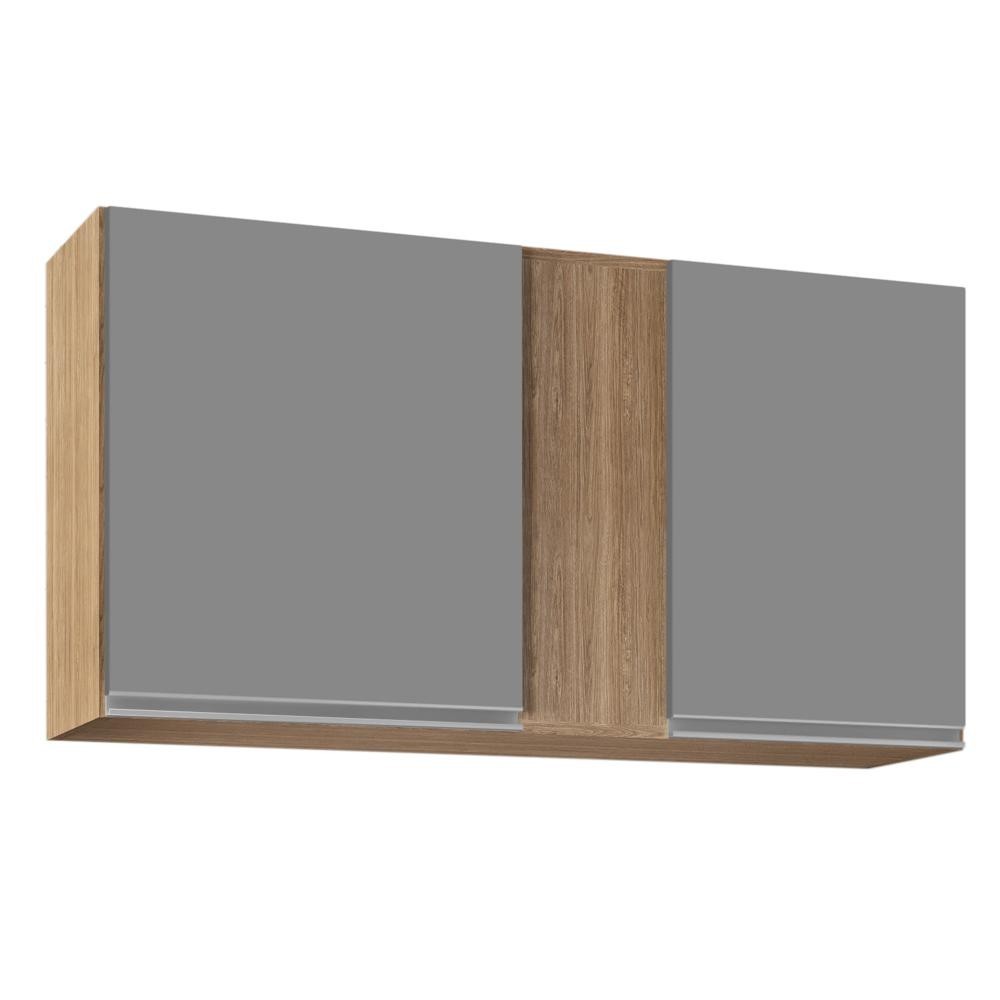 Armário Aéreo 100cm 2 Portas Indiana Castanho/Cinza - Lumil Móveis em Oferta na Shopee