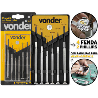 Chave De Fenda E Phillips De Precisão 6 Unidades Haste Em Aço Profissional Vonder em Oferta na Shopee