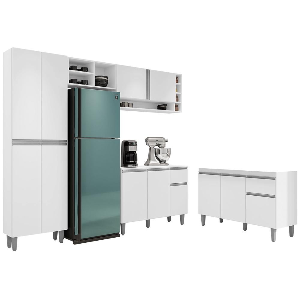 Cozinha Compacta Vanessa e Balcão Gabinete Sem Tampo Tatiane 120cm Branco - AJL Móveis em Oferta na Shopee