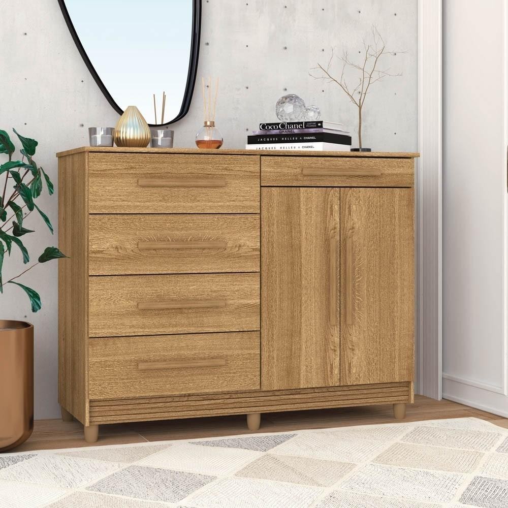 Cômoda para Quarto com Sapateira 2 Portas 4 Gavetas Lírio V02 Nature/Brisa - Mpozenato em Oferta na Shopee