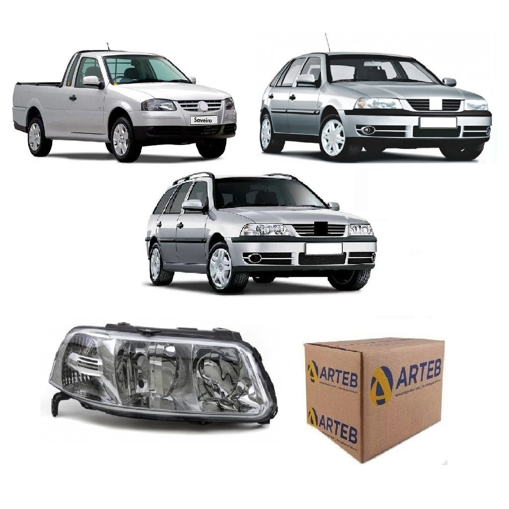 Farol Gol Parati Saveiro G3 Cromado Foco Duplo Direito em Oferta na Shopee