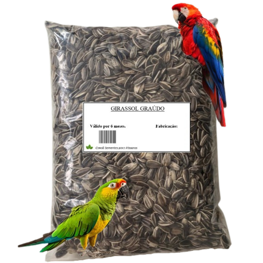 Semente 5 Kg Girassol Grande Para Pássaros Papagaio Graudo Limpa 1, 3 e 5 Kg em Oferta na Shopee