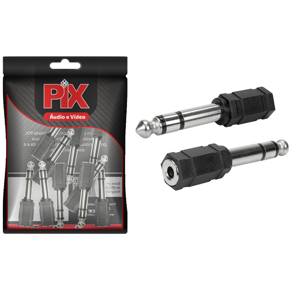 10x Plug Adaptador P10 Estéreo para P2/J2 Jack Estéreo