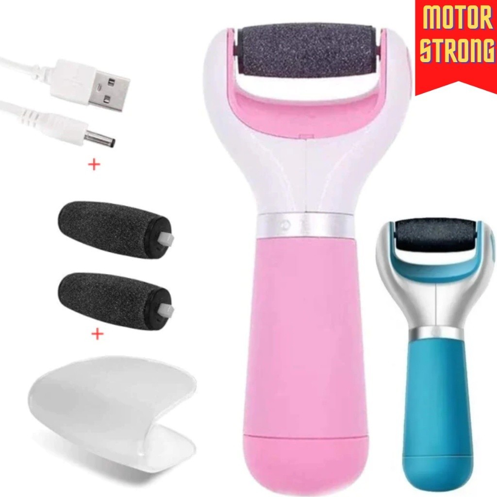 esfoliador eletrico motor strong lixa de pés removedor de calo rachaduras + kit acessórios completa