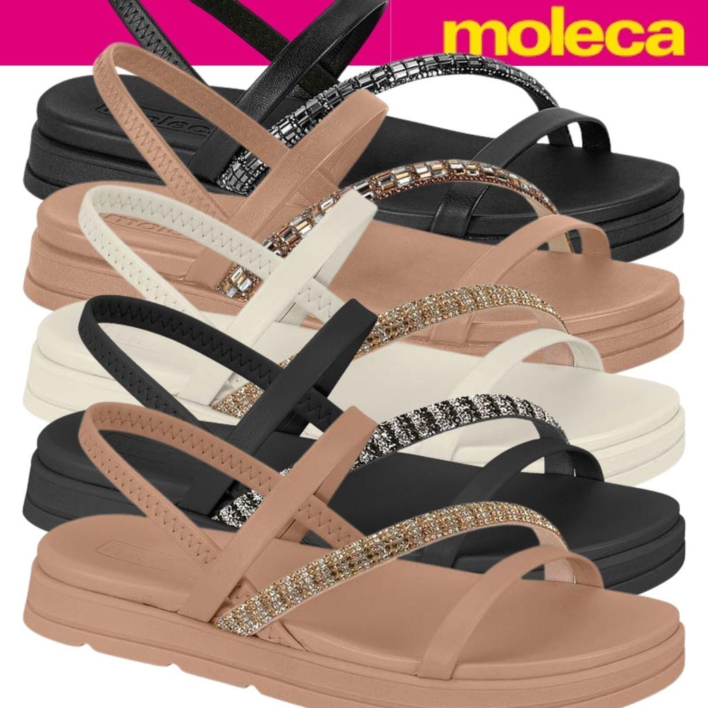 Sandália Papete feminina Moleca Platafor Fácil Calce Elástico