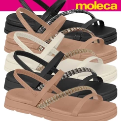 Sandália Papete feminina Moleca Platafor Fácil Calce Elástico