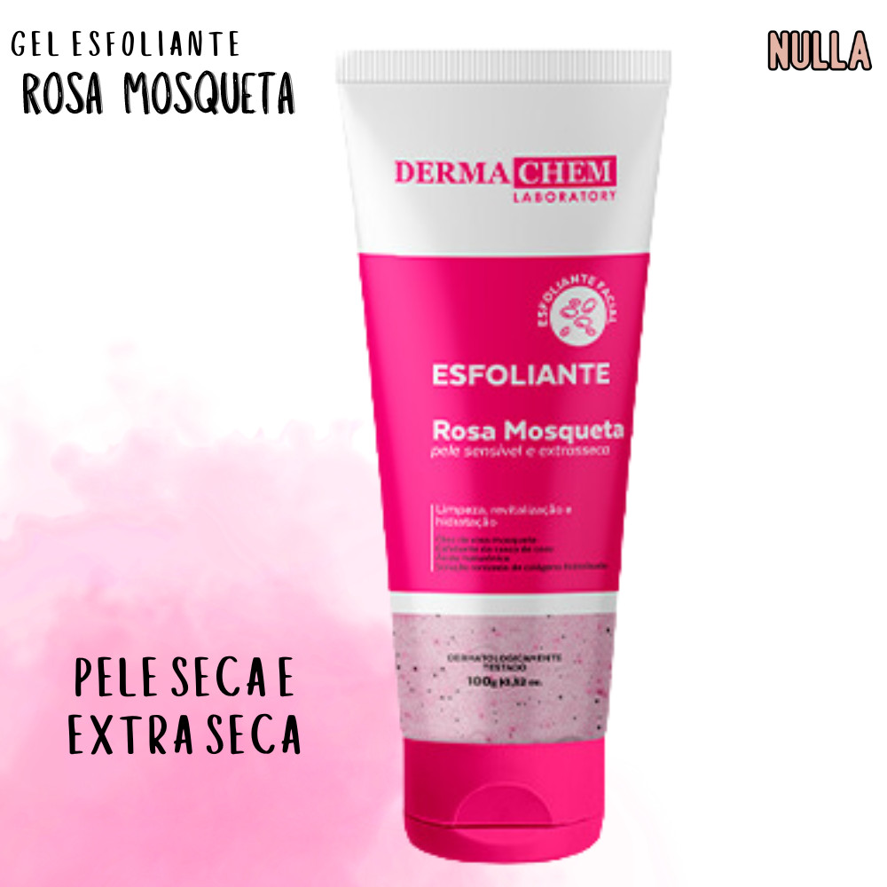 Gel Esfoliante ROSA MOSQUETA para pele seca e extra seca Dermachem 100gr