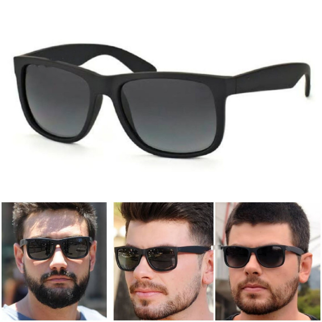Óculos de Sol Justin Unissex Lente Polarizada Emborrachada Preto Fosco . .