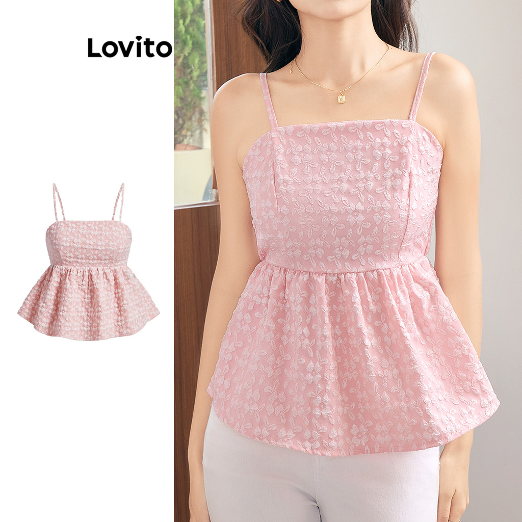 Lovito Regata Casual Floral Jacquard Básica Verão/Primavera Regata Feminina L105MD053 - Women Clothes
