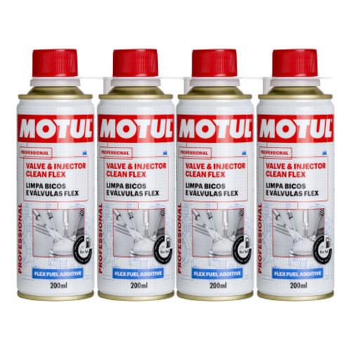 KIT MOTUL VALVE AND INJECTOR CLEAN FLEX 200ML 4 UNIDADES em Oferta na Shopee