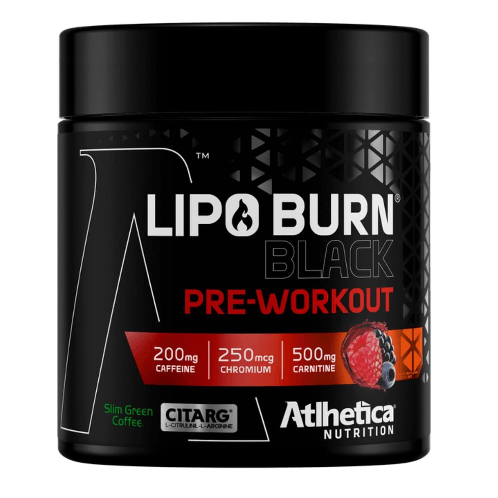 Pré Treino Lipo Burn Black 200g Frutas vermelhas Atlhetica / FRUTAS VERMELHAS em Oferta na Shopee