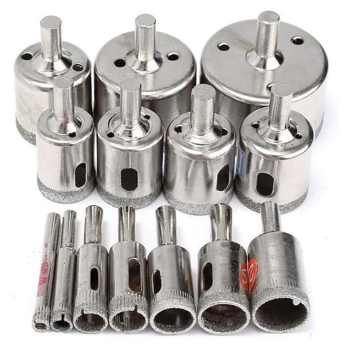 Jogo 15 Brocas Diamantadas Serra Copo furar Vidro Granito Ceramica 6 a 50 mm kit ferramentas em Oferta na Shopee