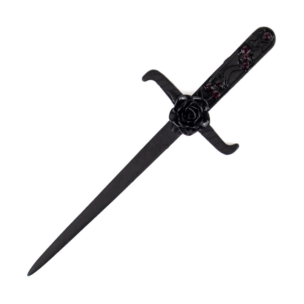Athame Negro em Metal com Rosa Negra 16,50 cm em Oferta na Shopee