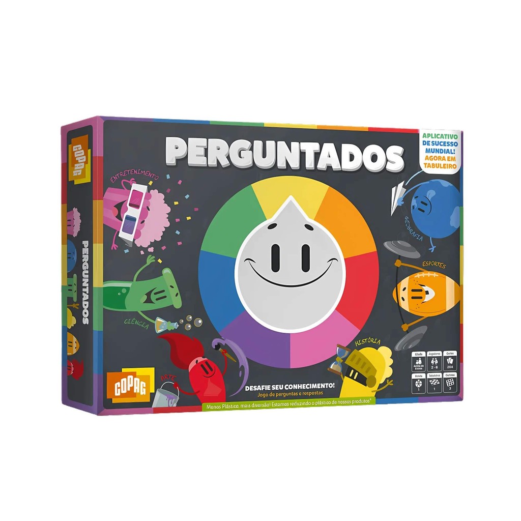 Jogo de Tabuleiro Perguntados com 204 Cartas Copag - 30841 em Oferta na Shopee