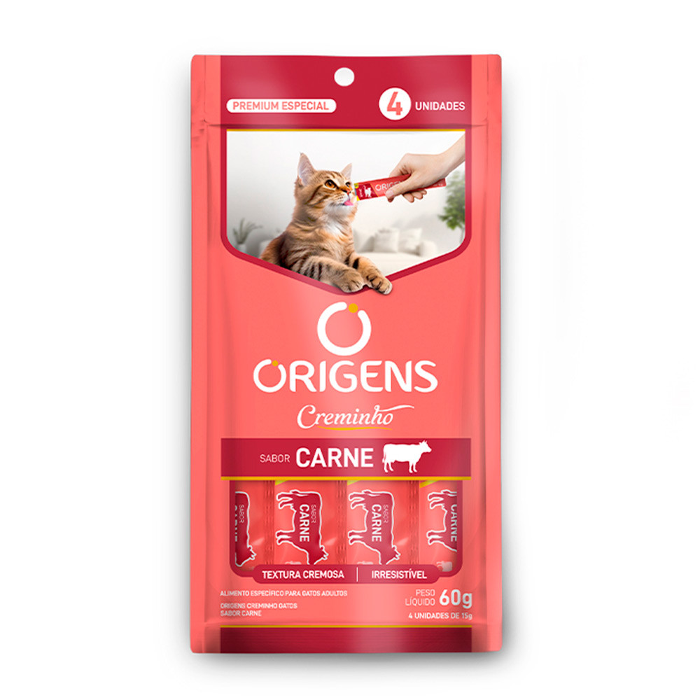 Petisco Origens Creminho Para Gatos Sabor Carne 60g em Oferta na Shopee
