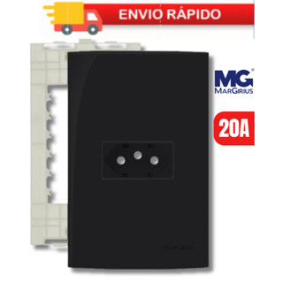 Conjunto Tomada Padrão 20A 250V 4X2 Preto Fosco Margirius EBONY CLEAN em Oferta na Shopee