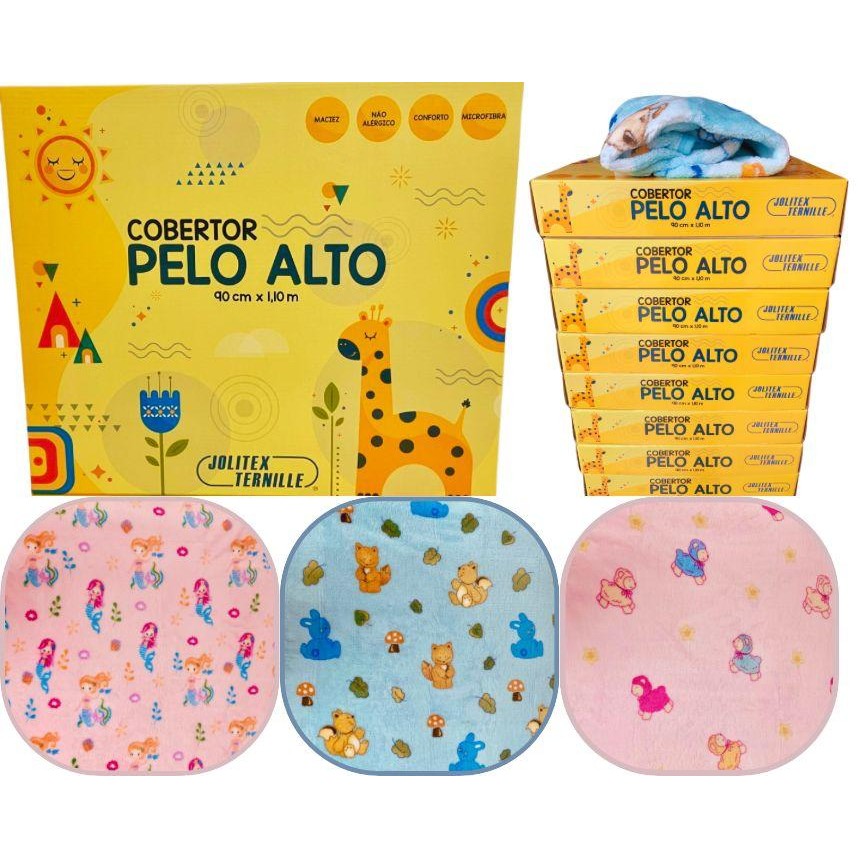COBERTOR BEBE JOLITEX TERNILLE PELO ALTO ANTIALÉRGICO – ESTAMPADO – 90CM X 1,10M em Oferta na Shopee