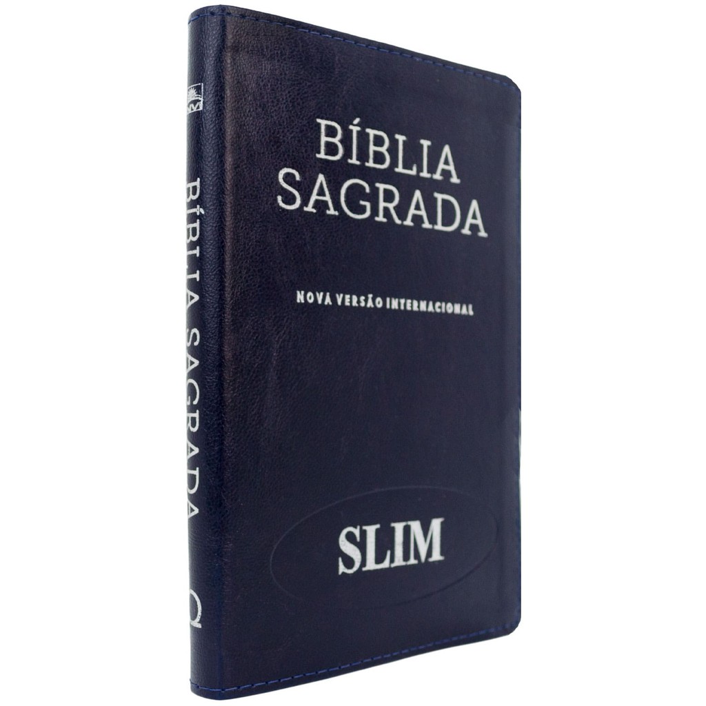 Bíblia Sagrada Slim NVI Nova Versão Internacional | Capa Luxo Azul Borda Prateada em Oferta na Shopee