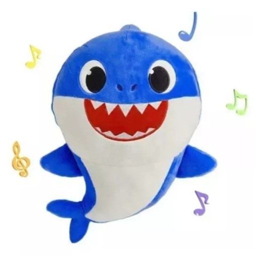 Brinquedo Boneco Pelúcia Baby Shark Com Som Infantil Criança Cor Azul