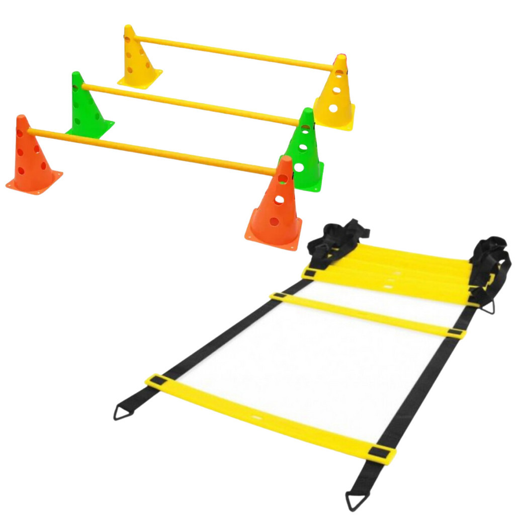 Kit Funcional C/ Escada + 3 Kit Cone Furo  treino Agilidade