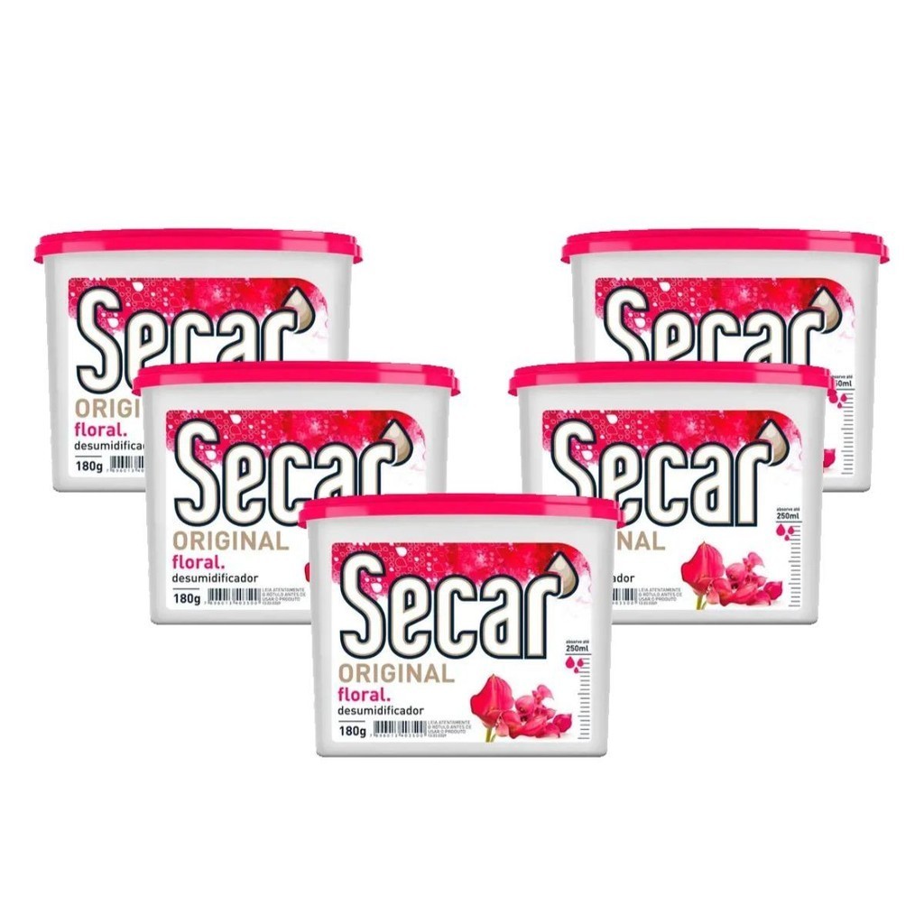 Kit Com 5 Anti Mofo Desumidificador Secar Original Floral 180g Anti Umidade fungos Guarda Roupas