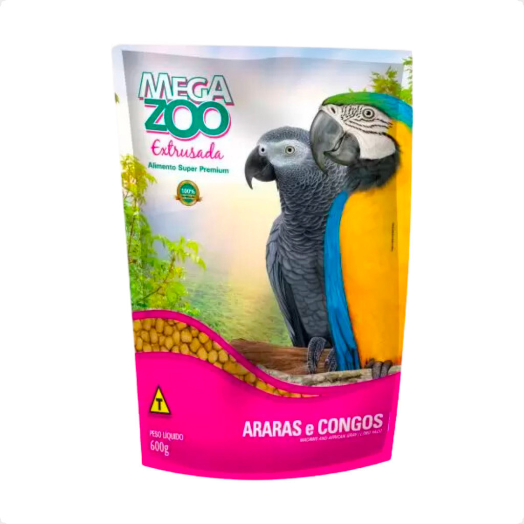 Ração Megazoo Extrusada para Araras e Congos - 600 g