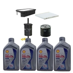 Kit Revisão 4 Litros de Óleo Shell Helix 5W30 Sintético HX8 + Kit de Filtros Mann Filter HB20 16V Flex 2012 até 2019