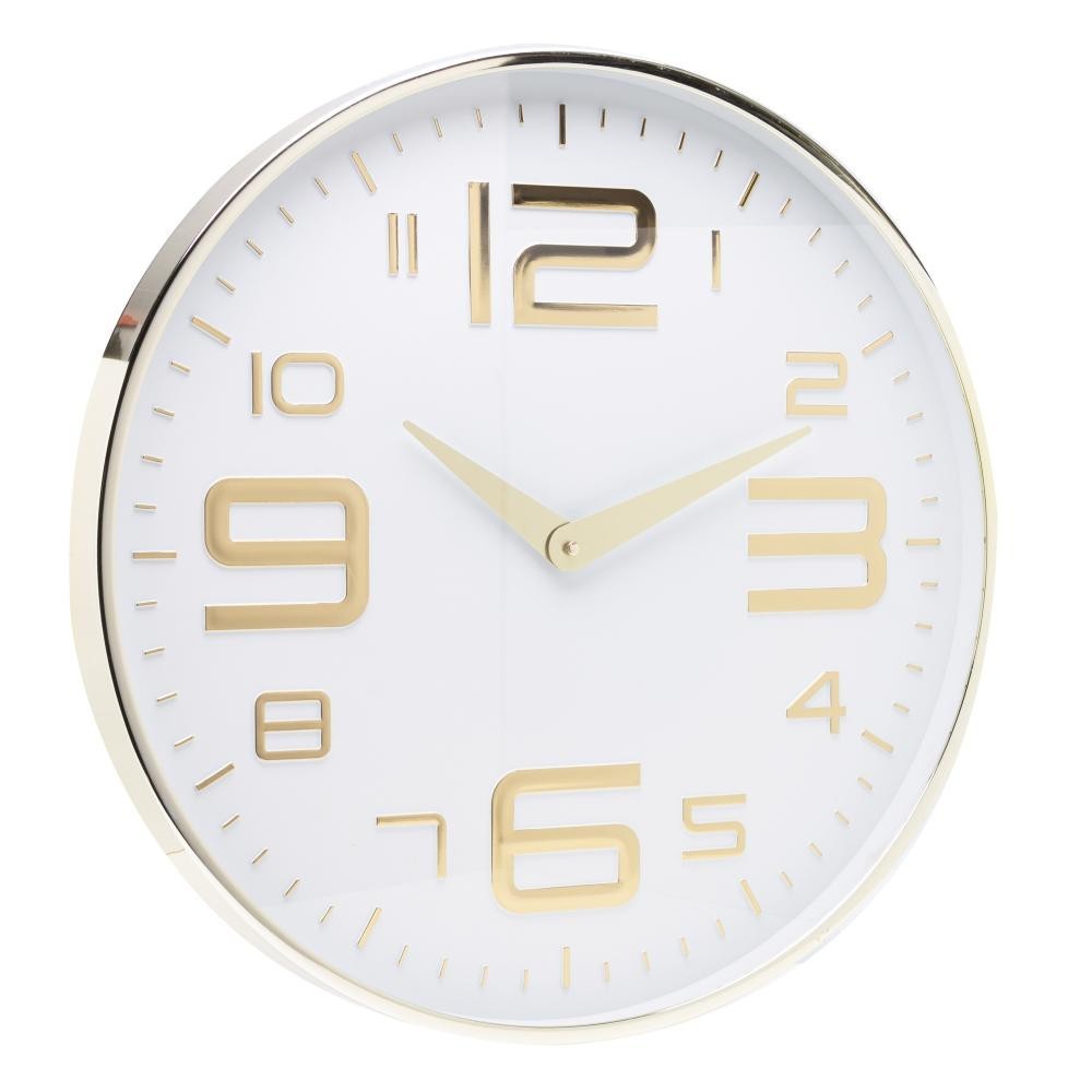 Relógio de Parede Lyor Branco e Dourado em Plástico 30,5cm - Home & Living