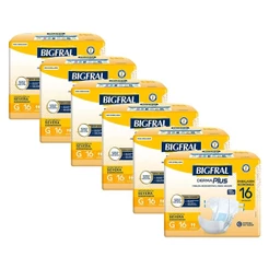 Kit 6 Fraldas Geriátricas Bigfral Derma Plus G com 16un cada
