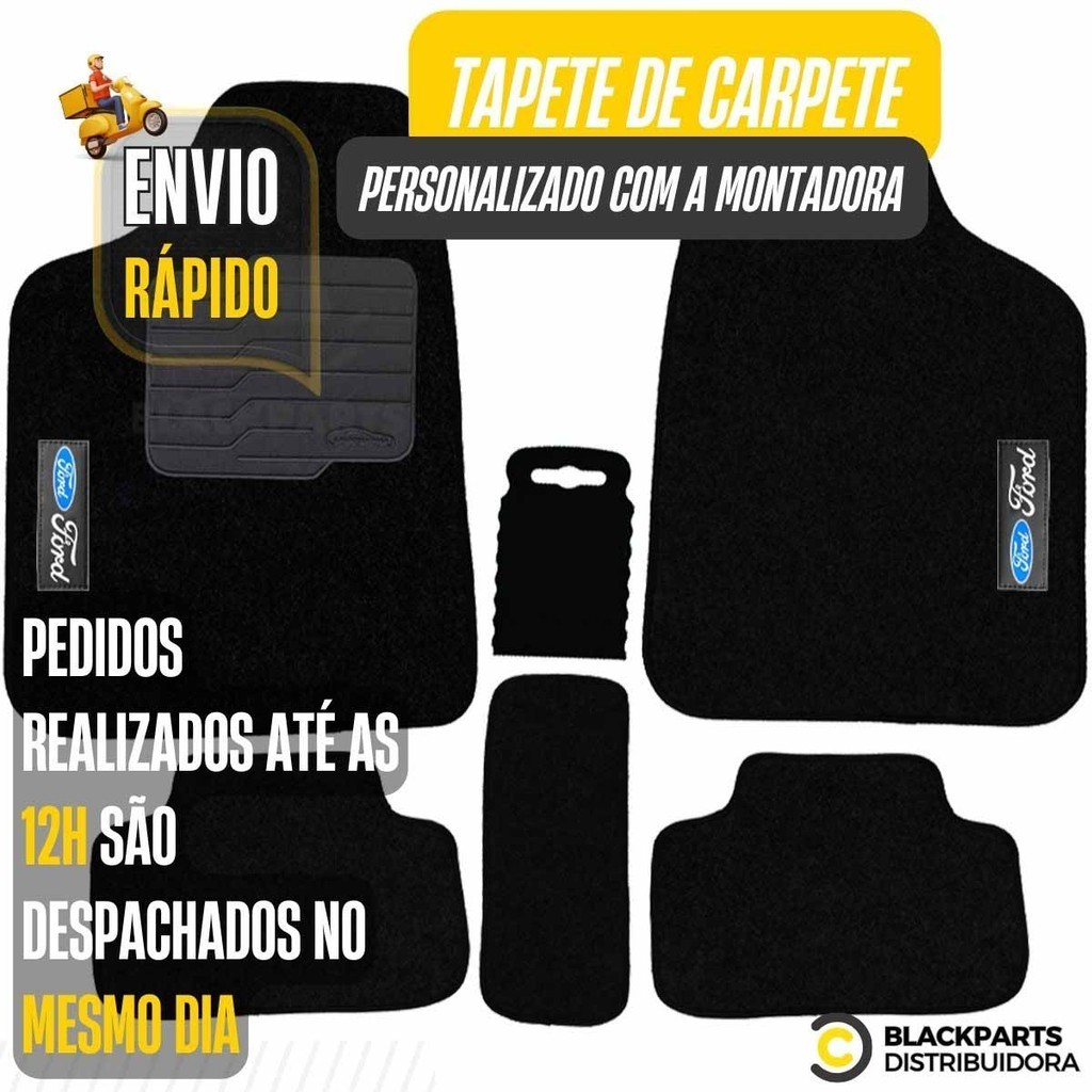 Jogo Tapete De Carpete Personalizado Ford Luxo Preto