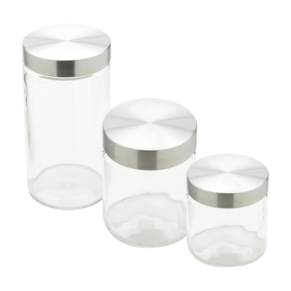 3 Porta Mantimentos Redondo Wolff de Vidro 880ml - Home & Living