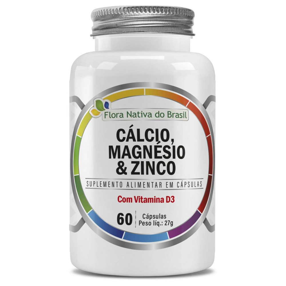 CMZ Cálcio + Magnésio + Zinco + Vitamina D3 60 Cápsulas Flora Nativa em Oferta na Shopee
