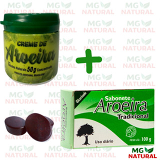 Kit Aroeira - Creme De Aroeira 50g + Sabonete Barra Aroeira Tropical 100g em Oferta na Shopee