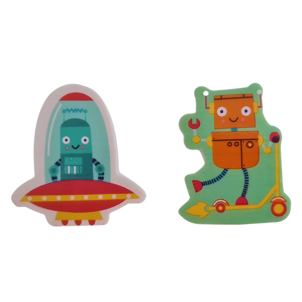 Borracha Escolar Robô, Nave com 2 unidades Kawaii
