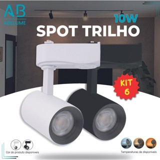 6 Trilho Spot LED para trilho eletrificado Preto e Branco 10W 360° | Luz Branca, Neutra e Amarela | Bivolt 110V-220V em Oferta na Shopee