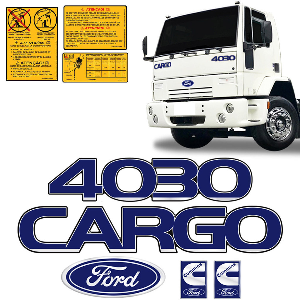 Kit Emblemas Cargo 4030 Adesivos Caminhão Ford Cummins Genérico