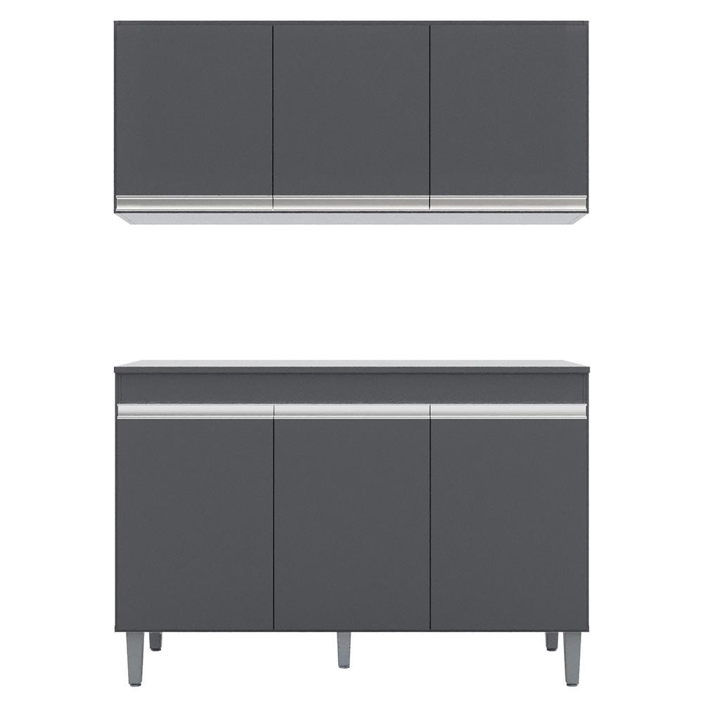 Armário Aéreo Andréia e Balcão Gabinete Para Pia Com Tampo Manu 120cm Cinza - AJL Móveis em Oferta na Shopee