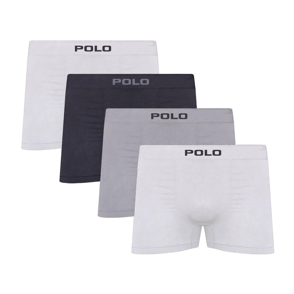 Kit C/4 Cuecas Boxer Polo 781 Algodão Sem Costura Sortido em Oferta na Shopee
