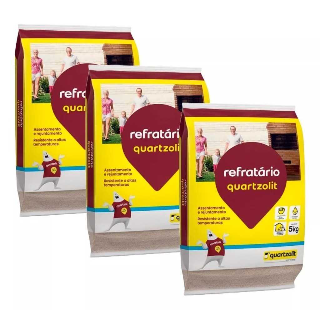 Argamassa Refratária 5kg Alta Temperatura Churrasqueira 3 Un